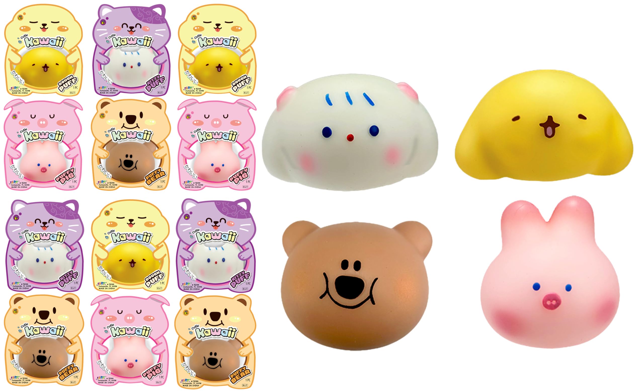 JA-RU Kawaii Animal Stress Balls Mochi Squishy Toy (12
