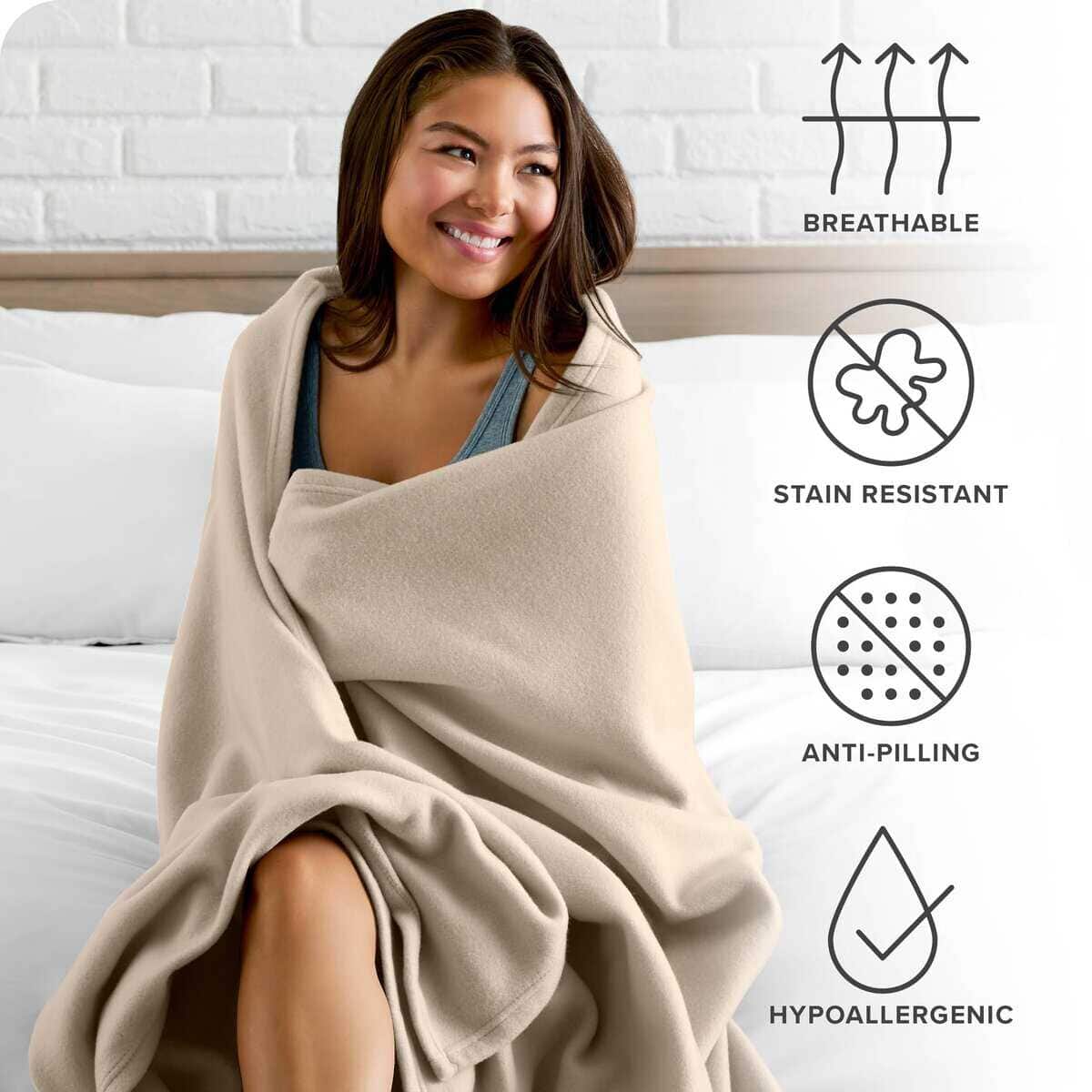 Manta de Polar Fleece Bare Home - Extra Larga - Arena - - Imagen 6