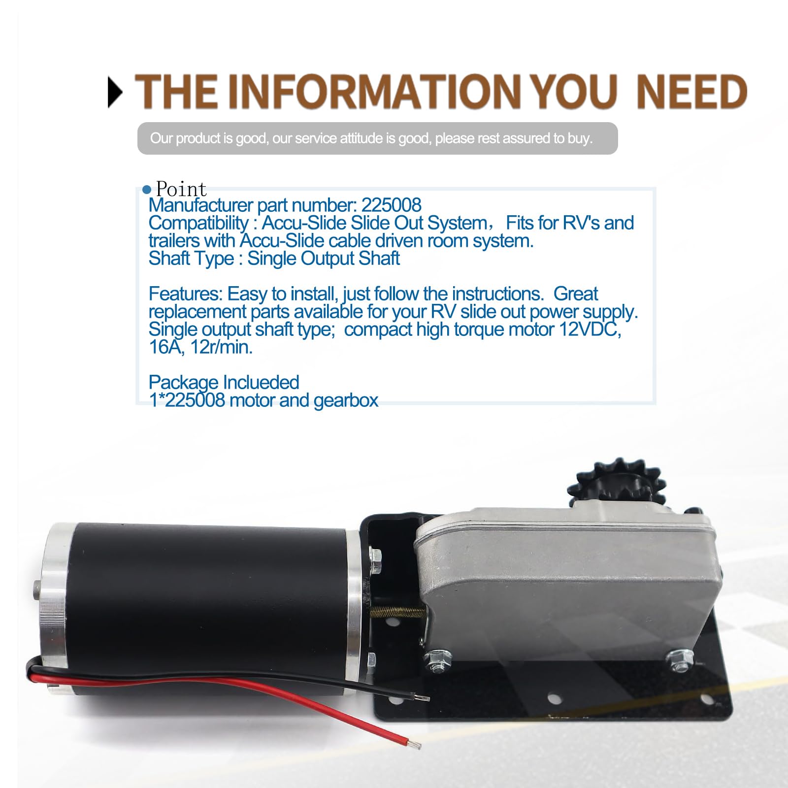 NBWIYQP 225008 Caja de Engranajes del Motor del Slide Out - Imagen 5