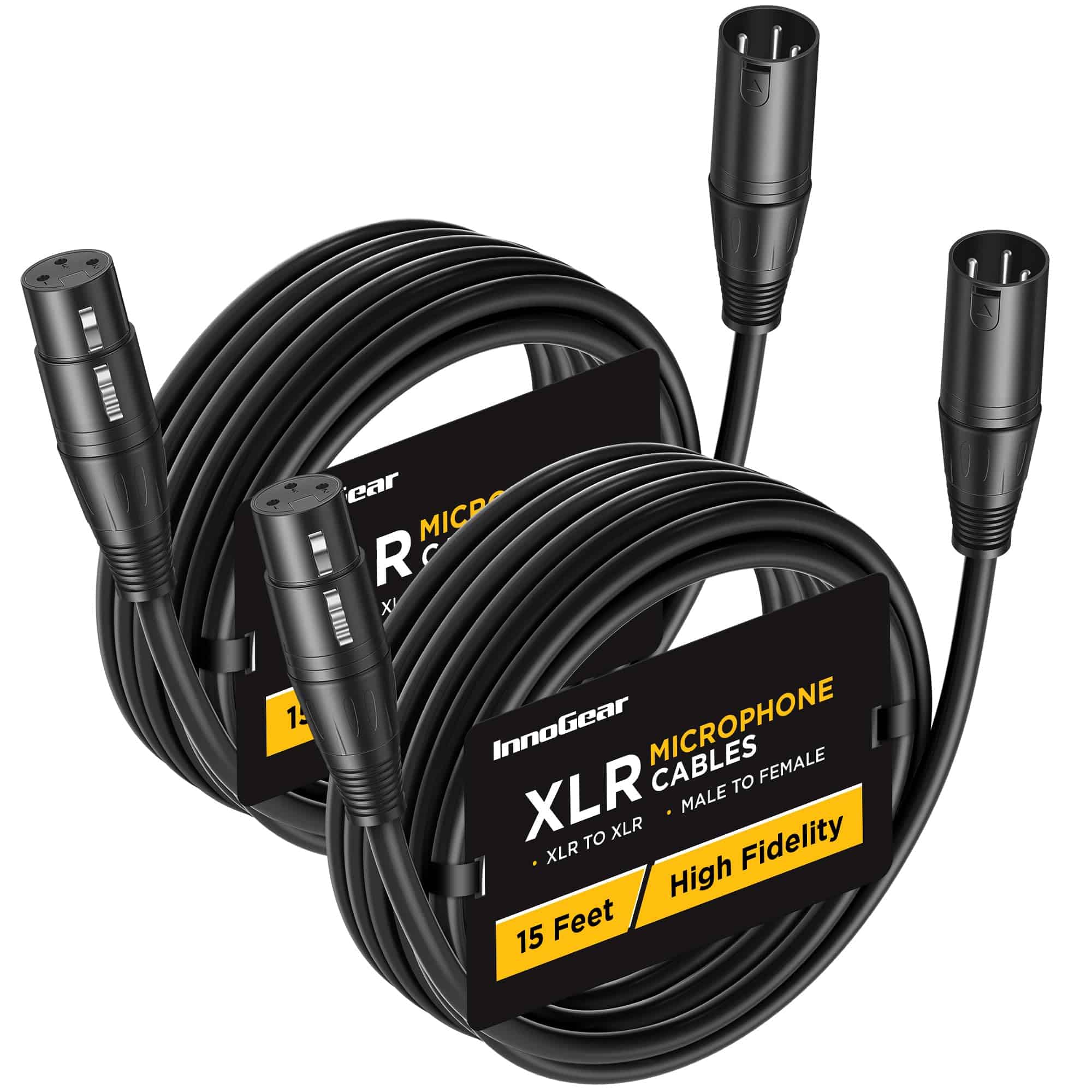 Cables de Micrófono XLR InnoGear, 15 Pies 2 Pack Copper-OF