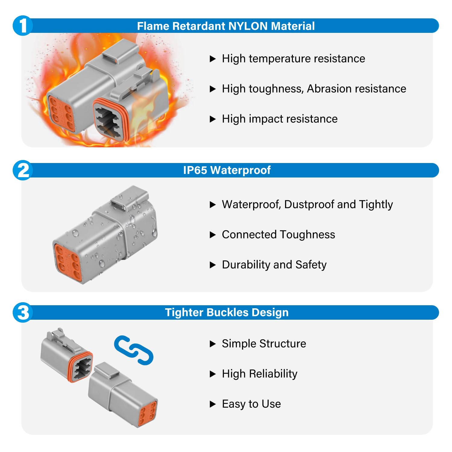Kit de Conector DT Nilight de 2 3 4 6 8 12 Pines 50 Sets - Imagen 5