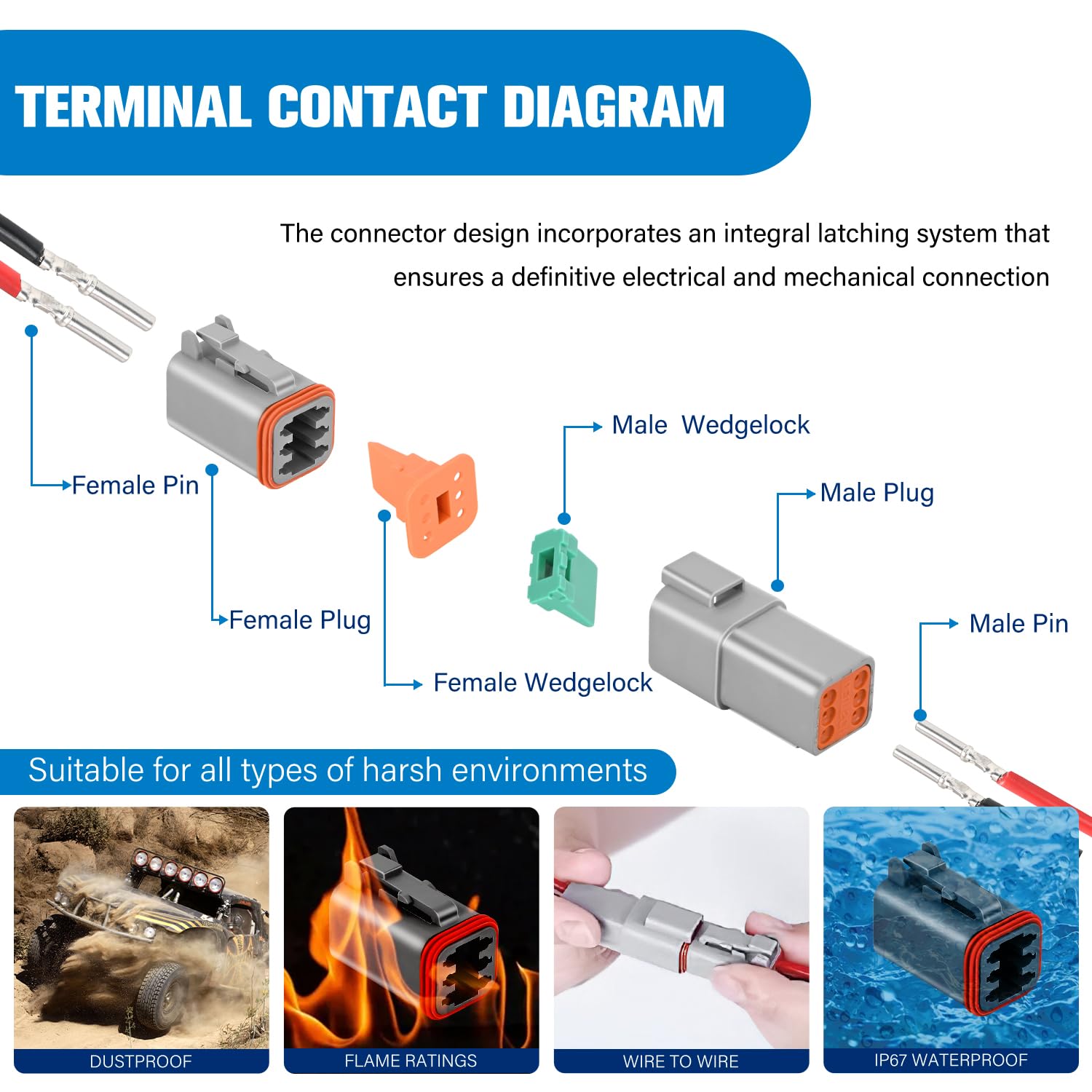 Kit de Conector DT Nilight de 2 3 4 6 8 12 Pines 50 Sets - Imagen 8