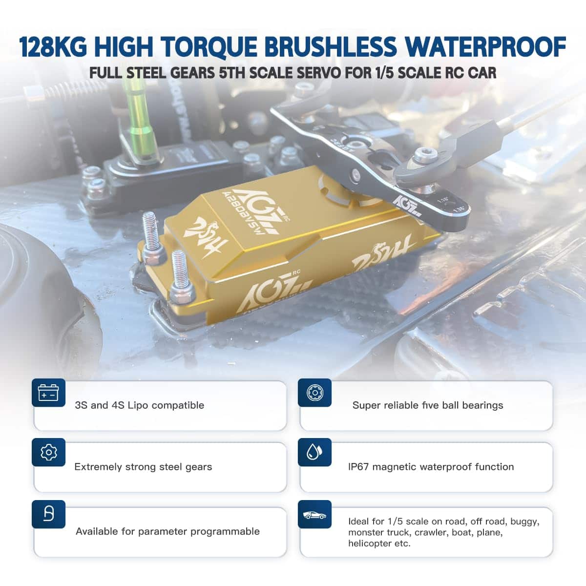 AGFRC 128KG Servo-Motor de Alto Torque 1/5 Escala - 16.8V - Imagen 5