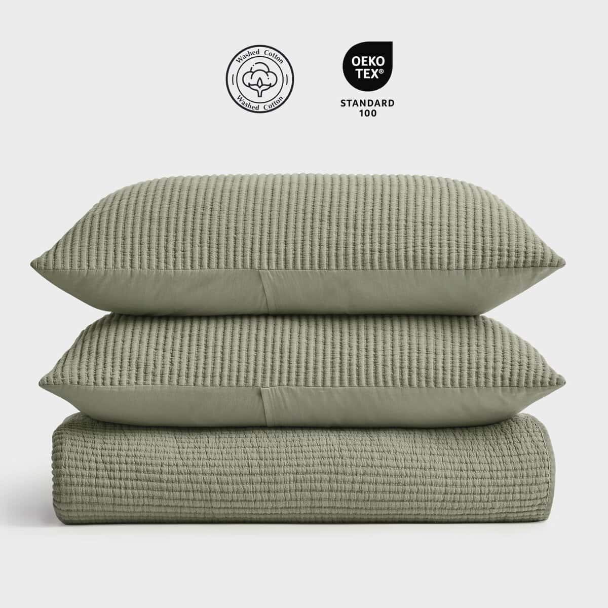 Juego de Colcha de Algodón EVERGRACE Tamaño -Verde Salvia - Imagen 6