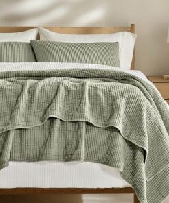 Juego de Colcha de Algodón EVERGRACE Tamaño -Verde Salvia