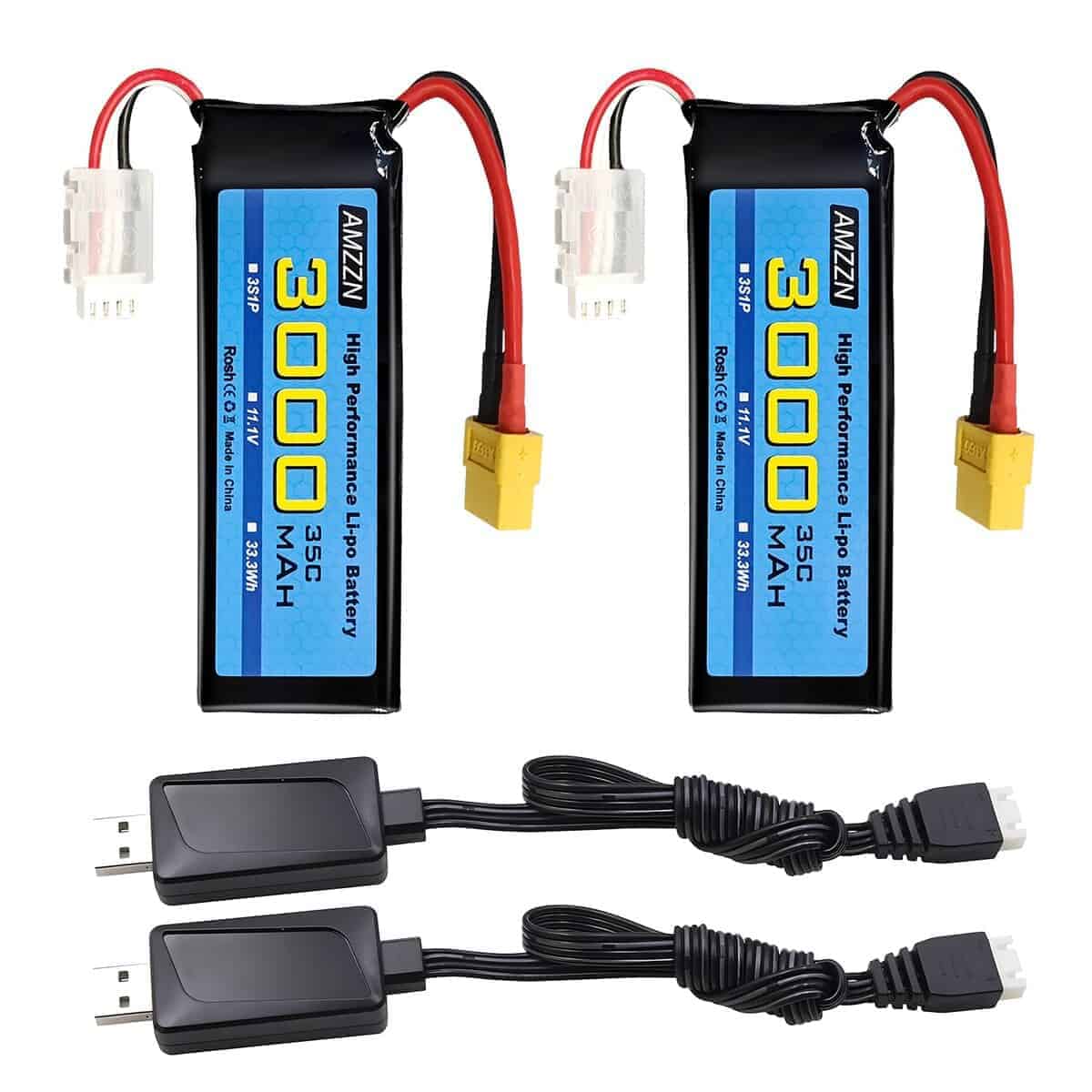 Pack de 2 Baterías Lipo 11.1V 3000mAh 35C con Conector