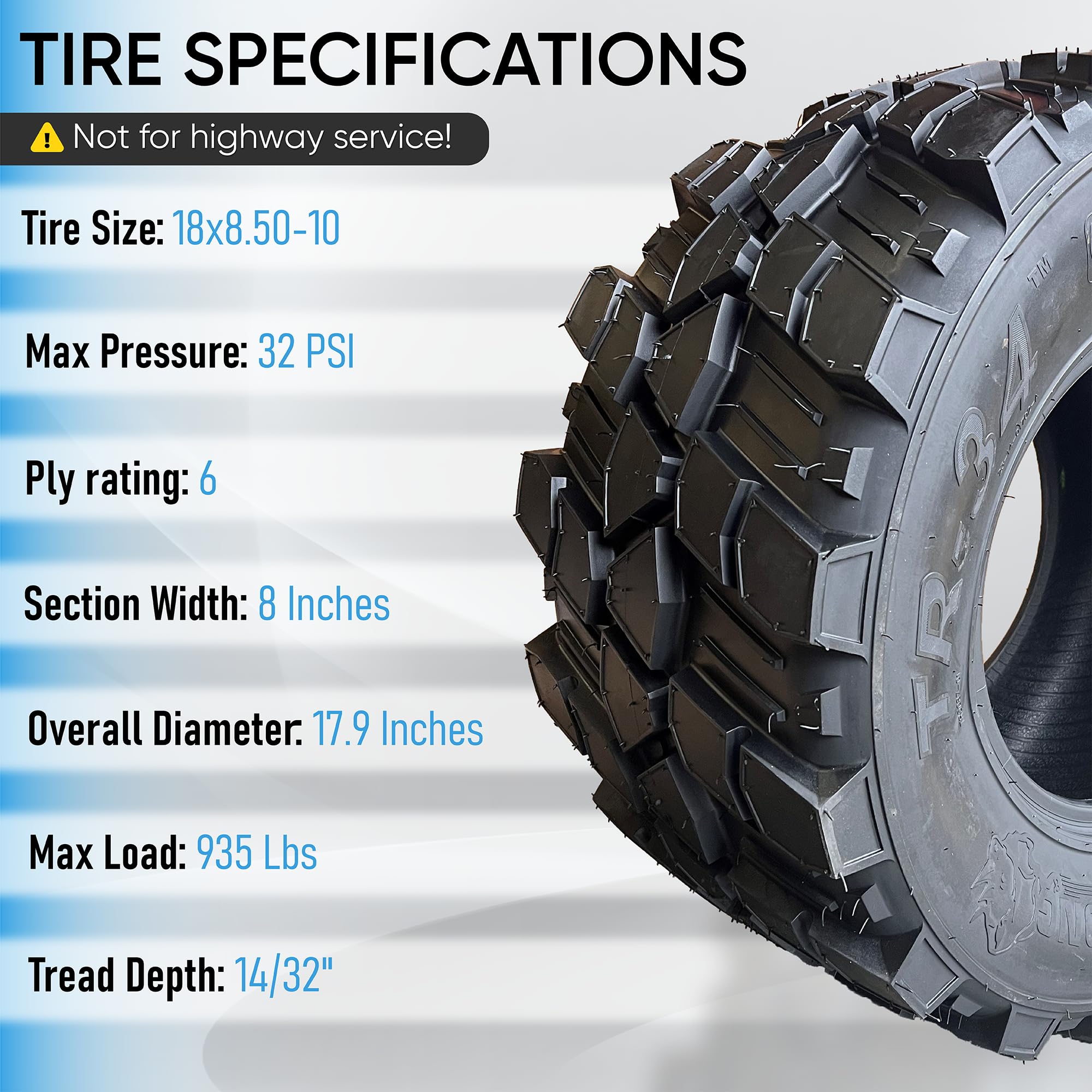 Neumático OTR TR-34 para Tractor de Césped (18x8.50-10) - Imagen 6