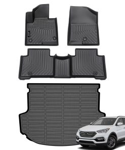 Juego de tapetes para automóvil y protector de -Negro