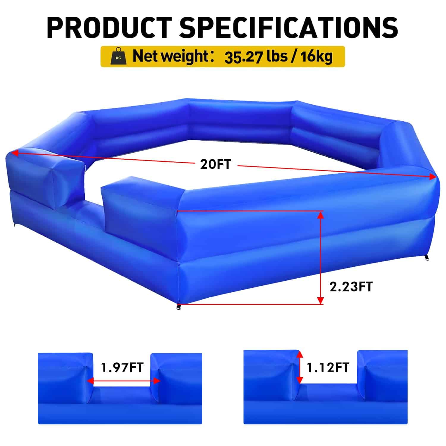 WARSUN 20FT Gaga Ball Pit Inflable con Potente Ventilador, - Imagen 3