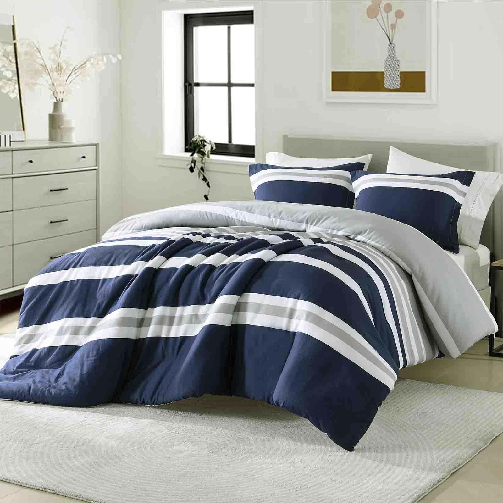 Juego de edredón a rayas de algodón 100% EWlinens - Juego