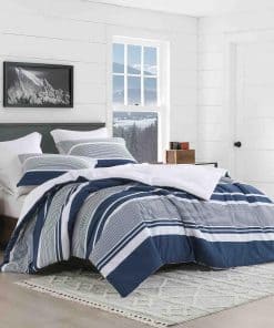 Juego de Funda Nórdica con Rayas Azul Marino Reversible - 3