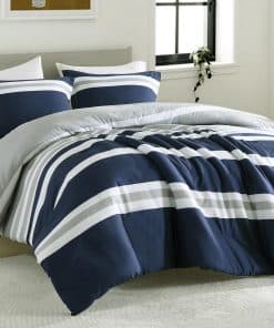 Juego de Edredón a Rayas Azul Marino Uniclinens King -