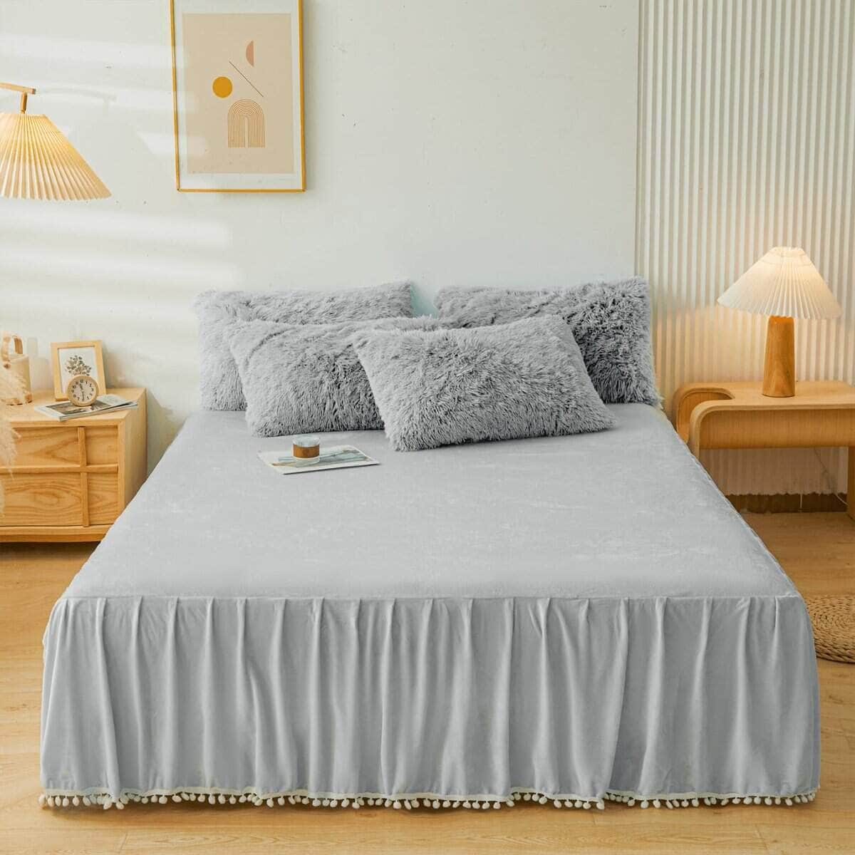 Juego de Cubrecama Gris Fluffy ERLOXO Queen - Juego de Ropa - Imagen 6