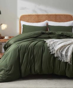 Juego de Funda de Edredón Verde Oscuro Tamaño Twin - 100%