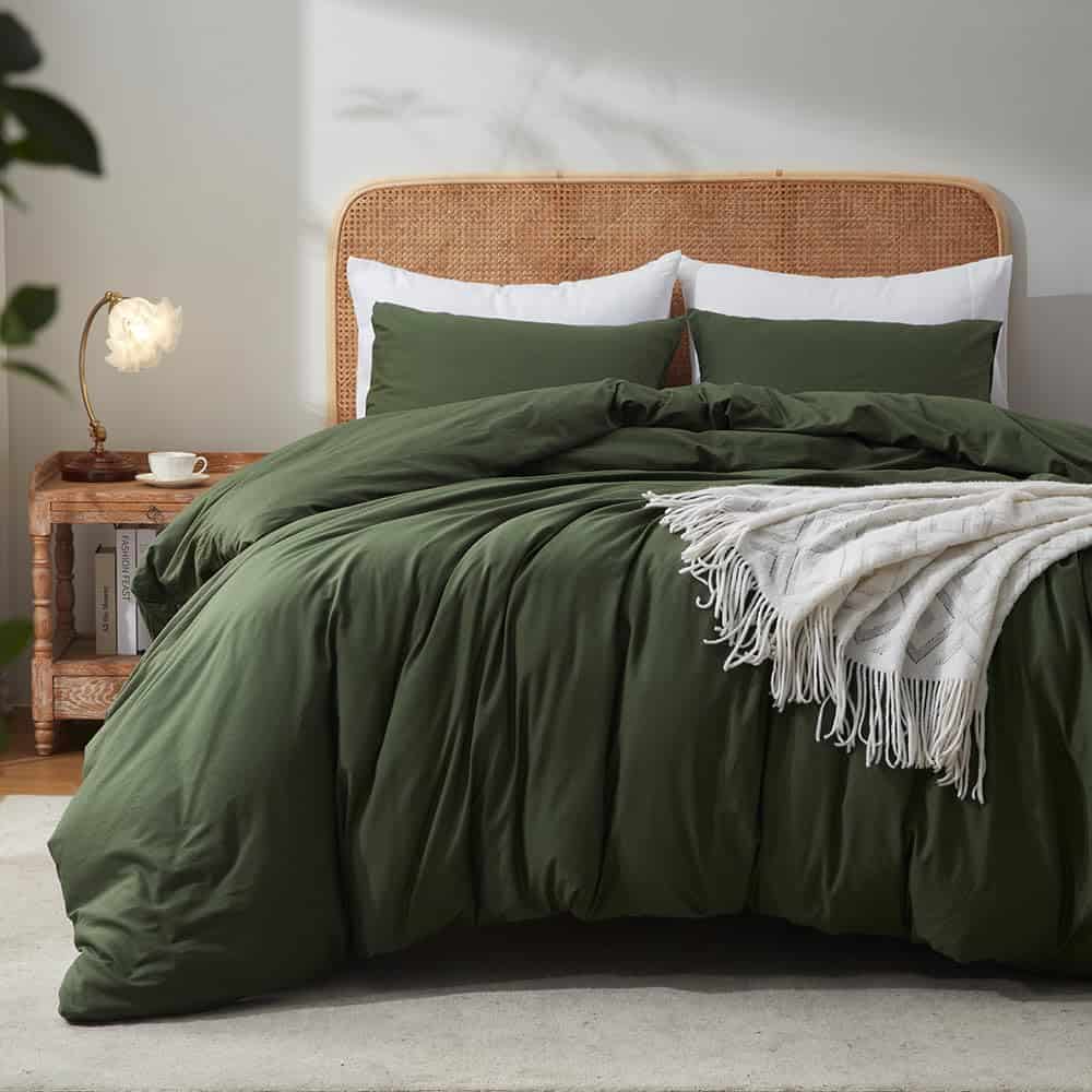 Juego de Funda de Edredón Verde Oscuro Tamaño Twin - 100%