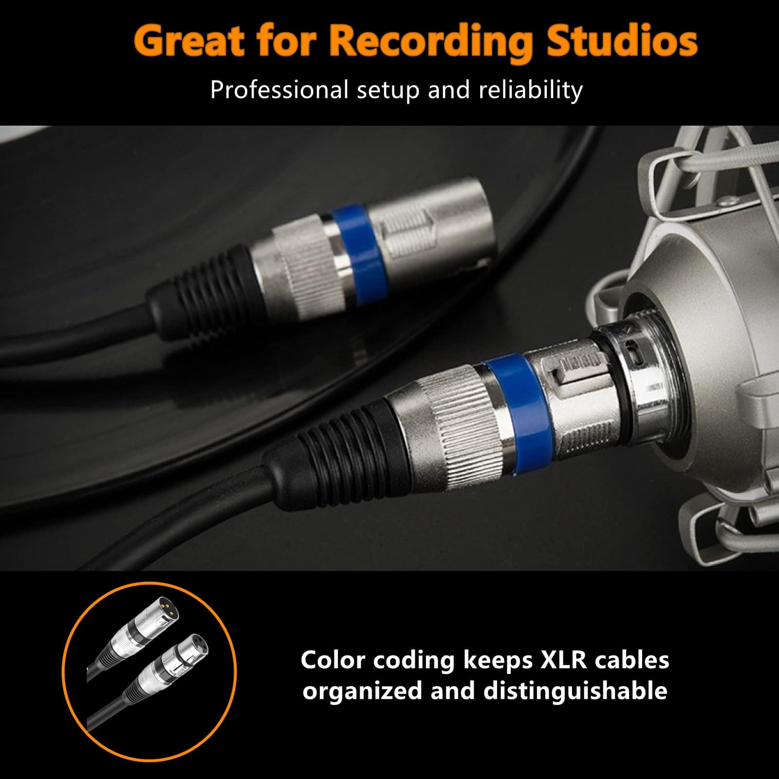 Cables XLR AeeKoo 50 pies 2 Pack, Cable de Micrófono - Imagen 8