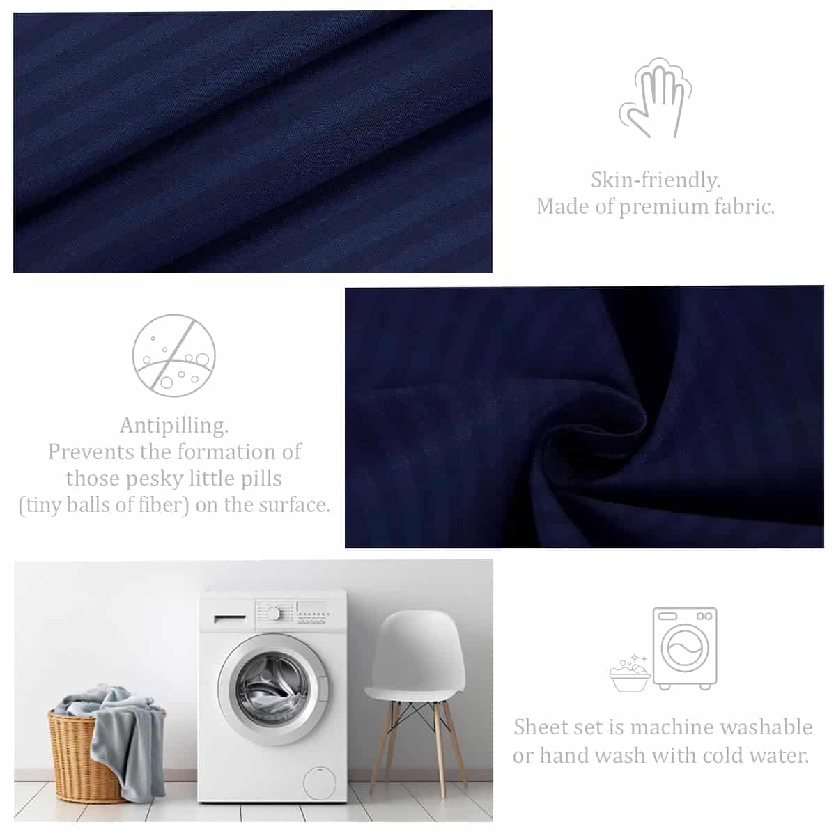 Juego de Sábanas BLISSI HOME Hotel Collection -Azul Marino - Imagen 3