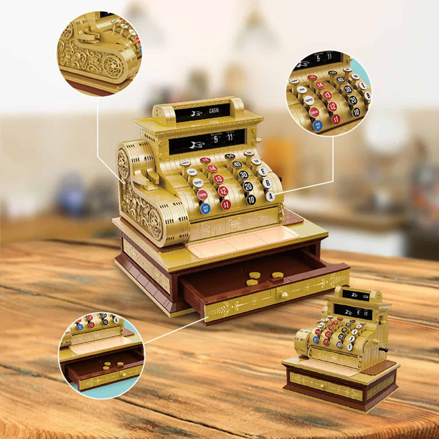 Juguete de Caja Registradora Vintage de 1630 piezas para - Imagen 4