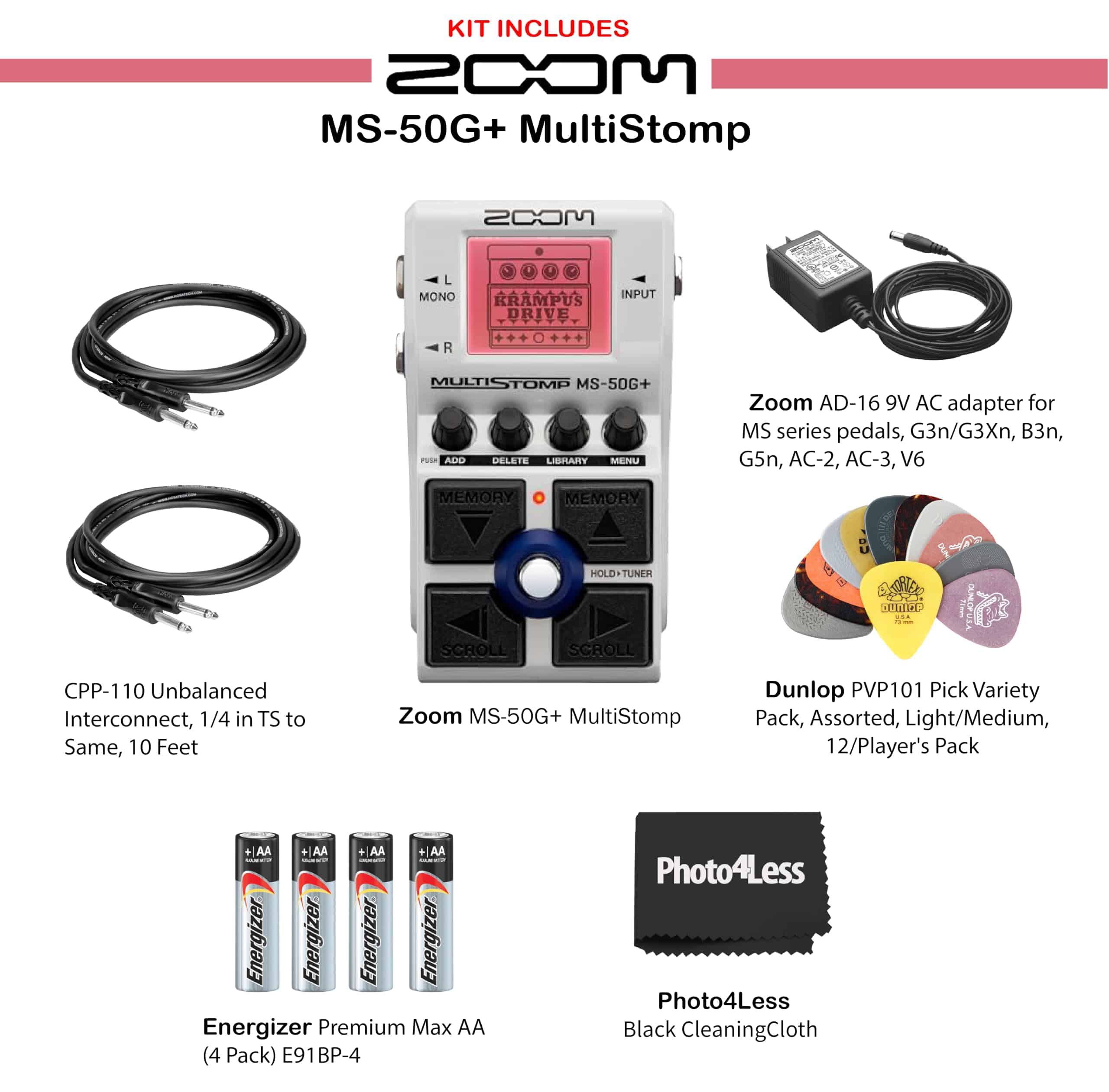 Paquete de pedal multiefectos Zoom MS-50G+ MultiStomp para - Imagen 6