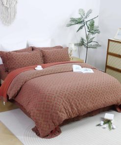 Juego de Funda de Edredón Vintage Clásico en Rojo, Tamaño