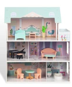 Casa de Muñecas de Madera con Muebles para Niñas, Regalo de