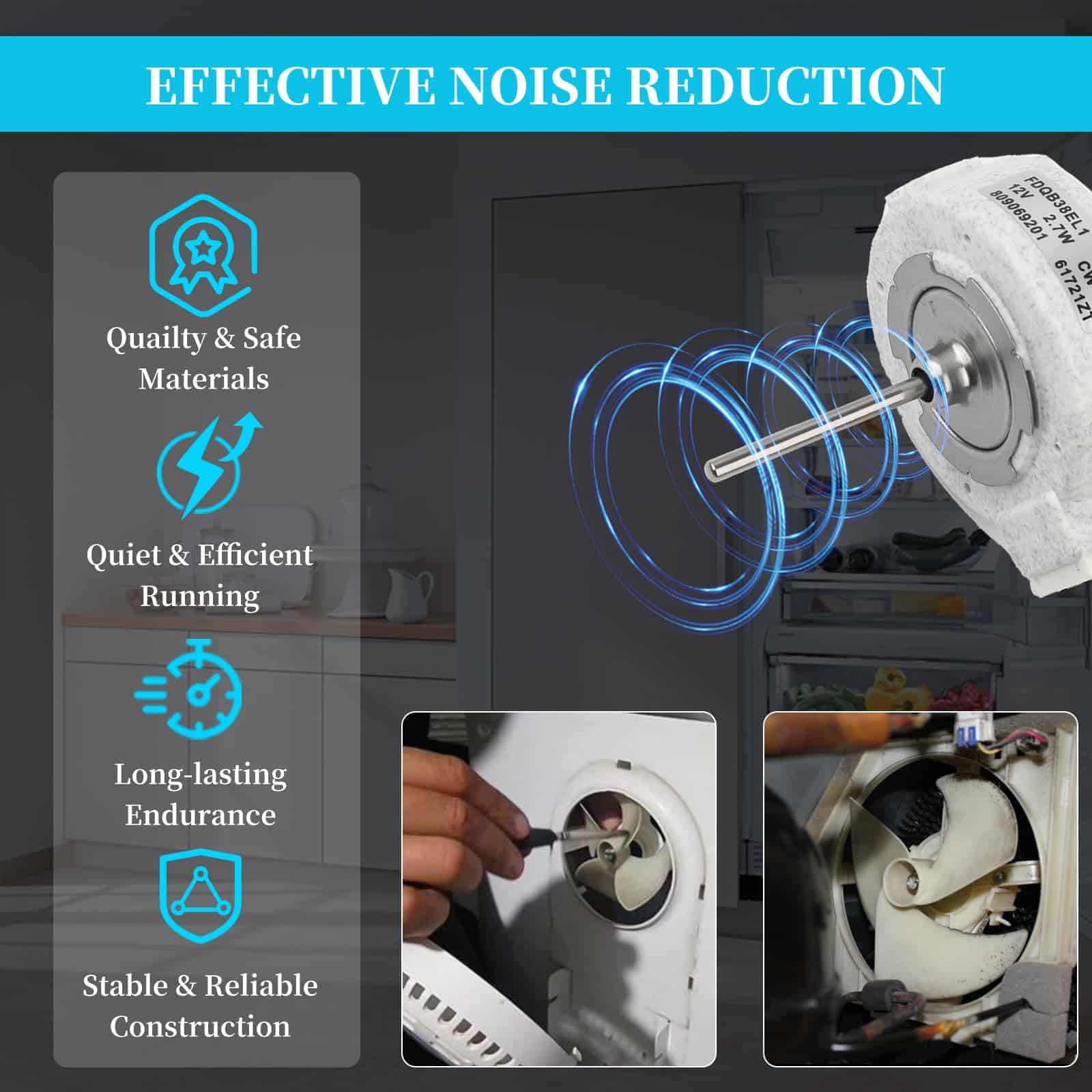 Motor del ventilador evaporador de refrigerador 809069201 - Imagen 7