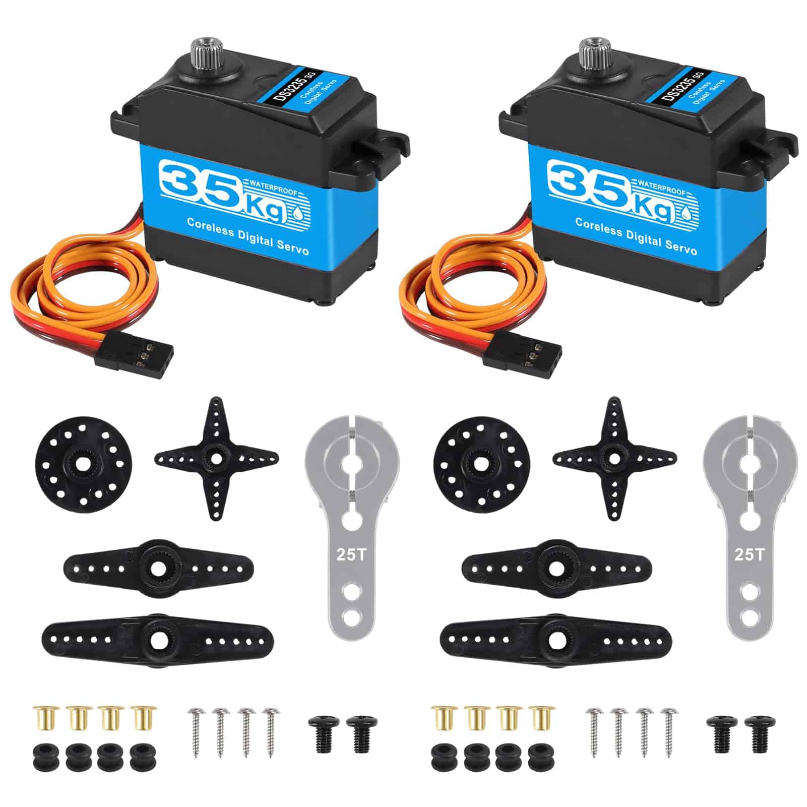 DWEII 2PACK 35kg Motor Servo de Alto Par Coreless con