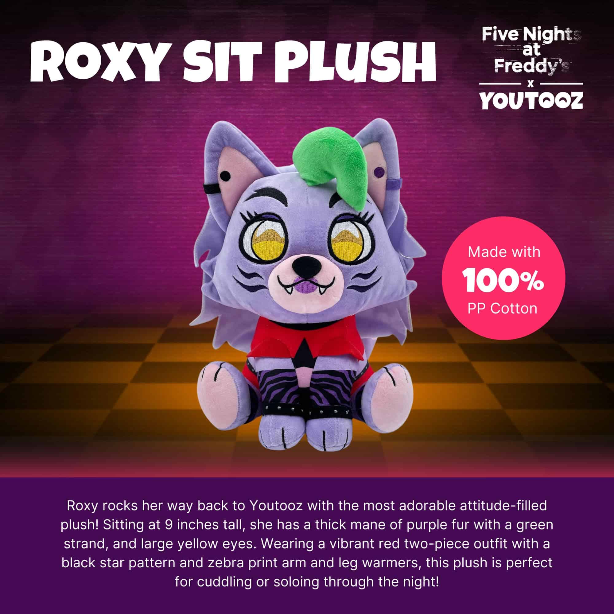 Peluche YouTooz FNAF Roxy Sentada de 9" Pulgadas, Roxy - Imagen 3