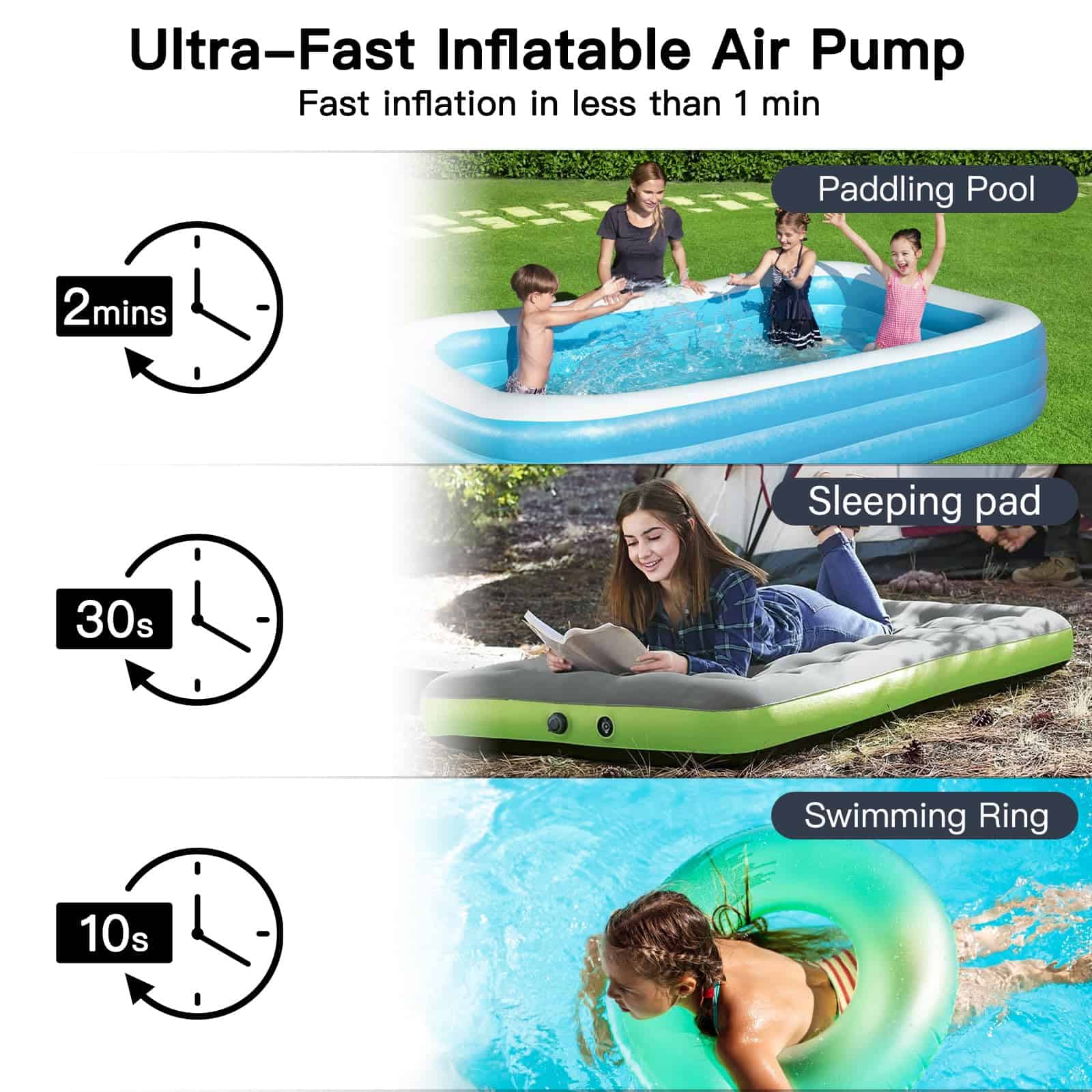 Bomba de Aire Portátil Oushome para Inflables, Bomba de - Imagen 3