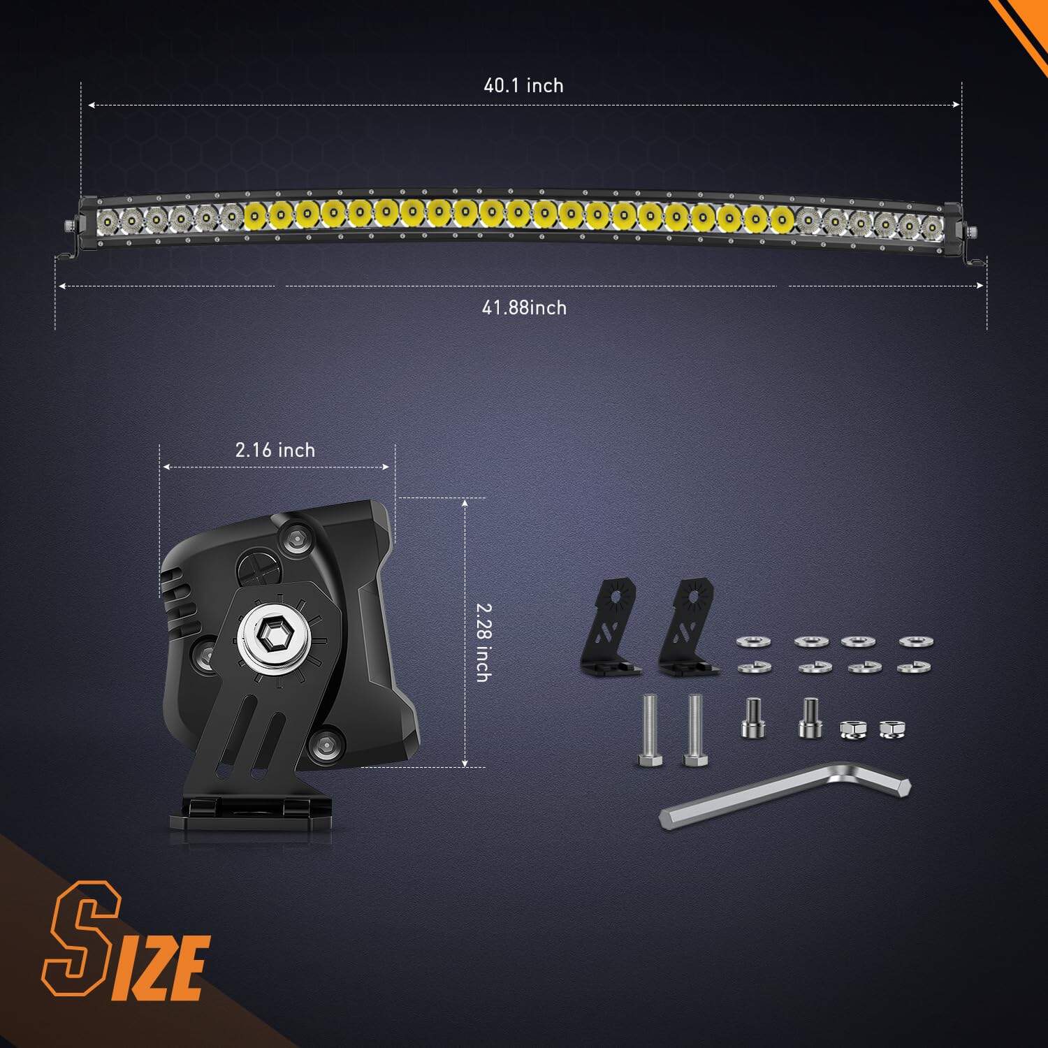 Barra de luz LED curvada Nilight de 42 pulgadas 165W Combo - Imagen 3