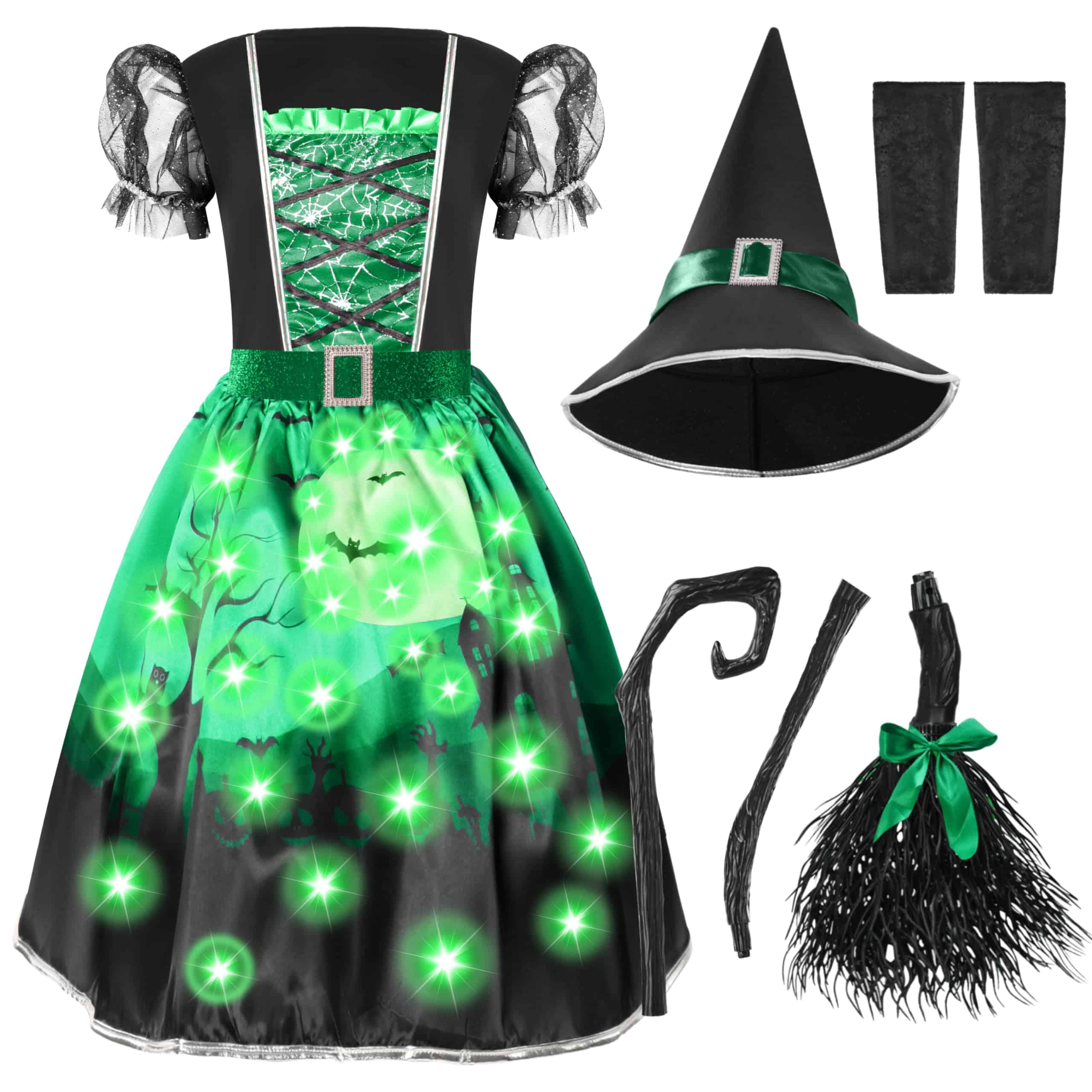 Disfraz de Bruja para Niñas Spooktacular -Verde - Imagen 9