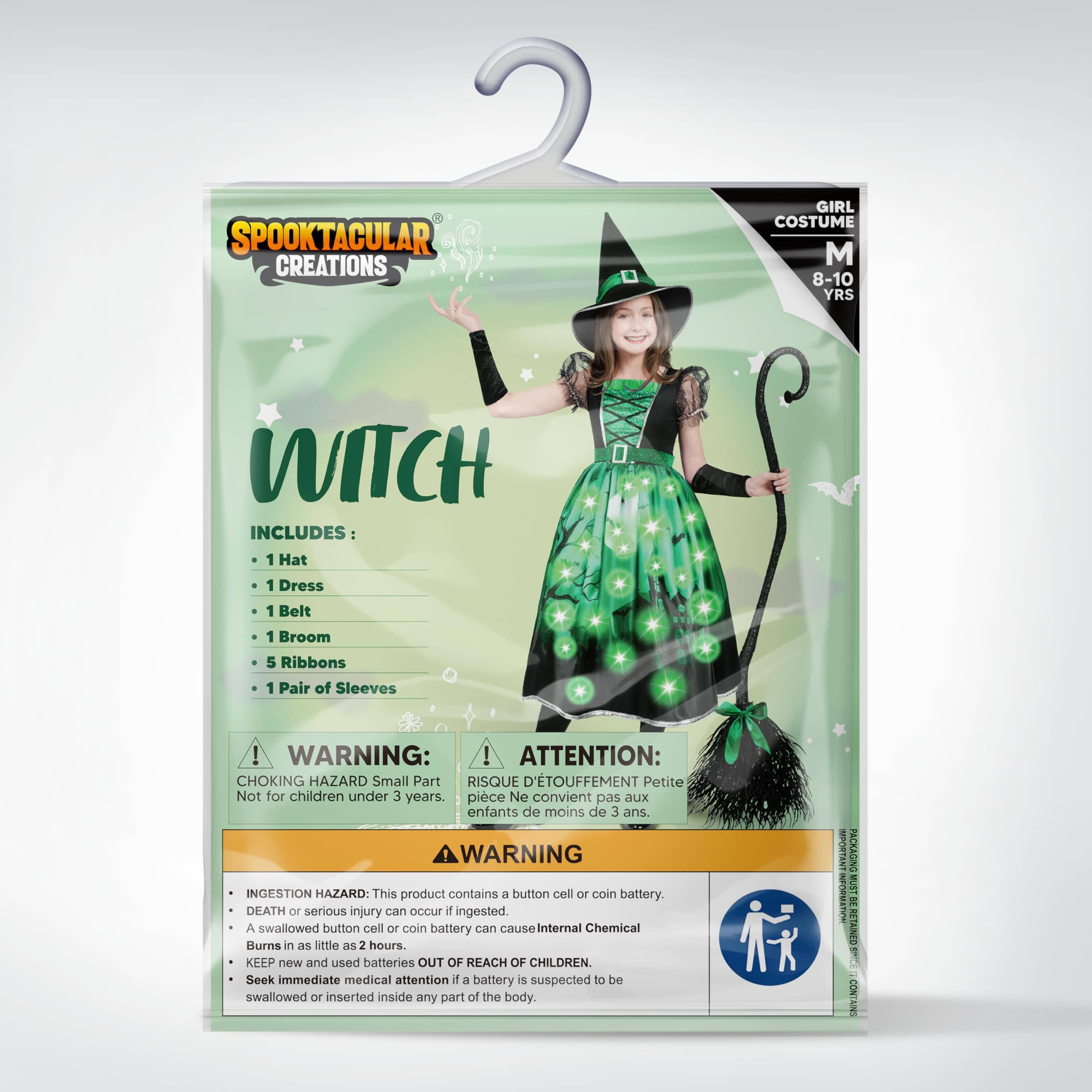 Disfraz de Bruja para Niñas Spooktacular -Verde - Imagen 8