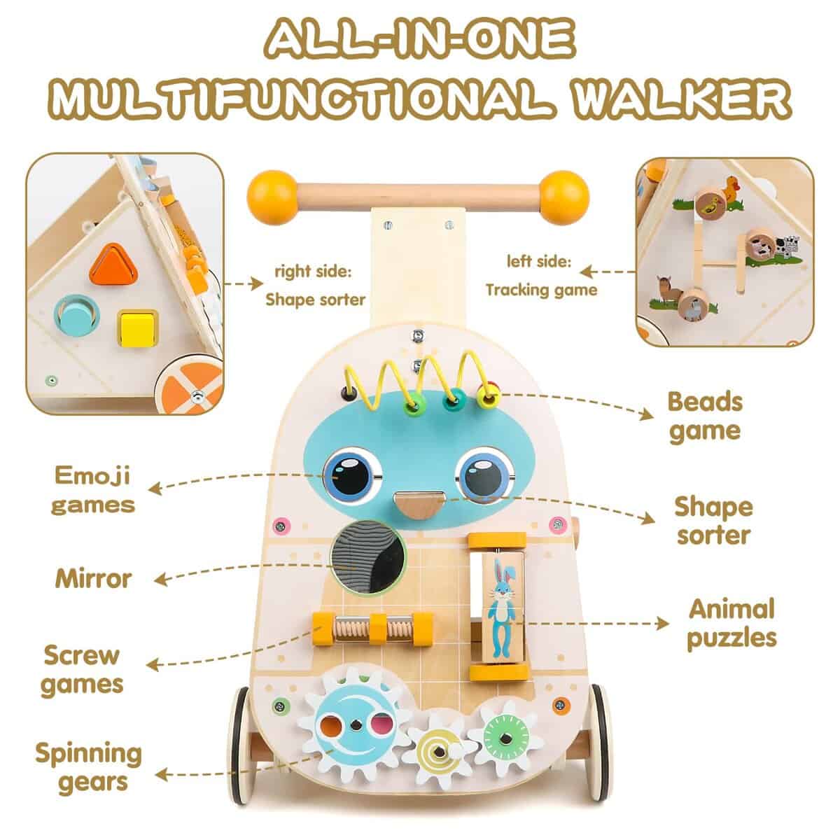 Canuan Andador de Madera para Bebés, Andador de Actividades - Imagen 3