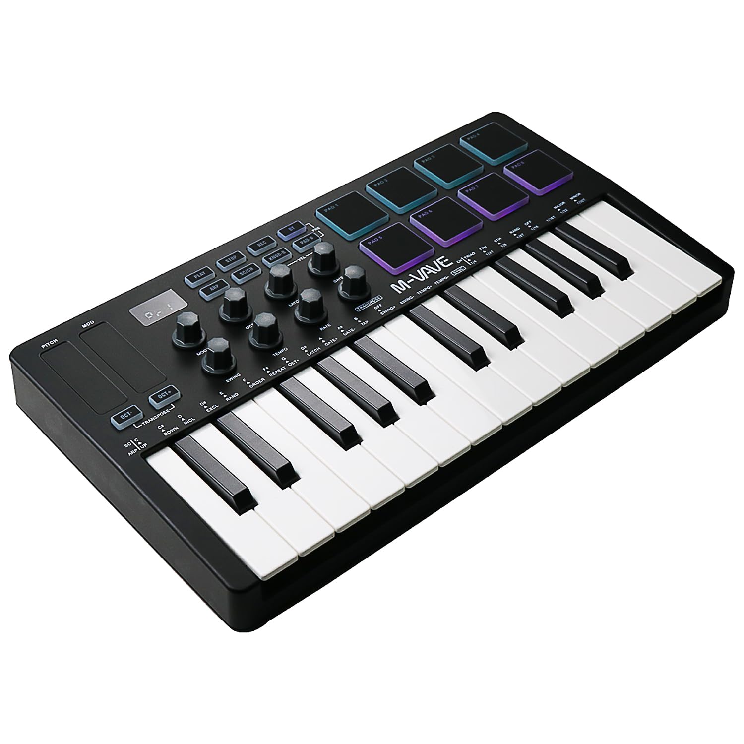 Controlador de teclado MIDI USB M-VAVE de 25 teclas con 8