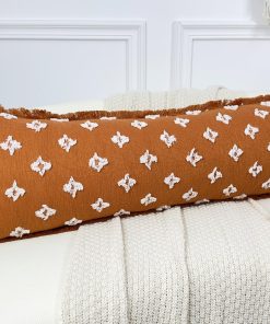 Funda de almohada lumbar larga Boho DRNOU 12x40 con borla,