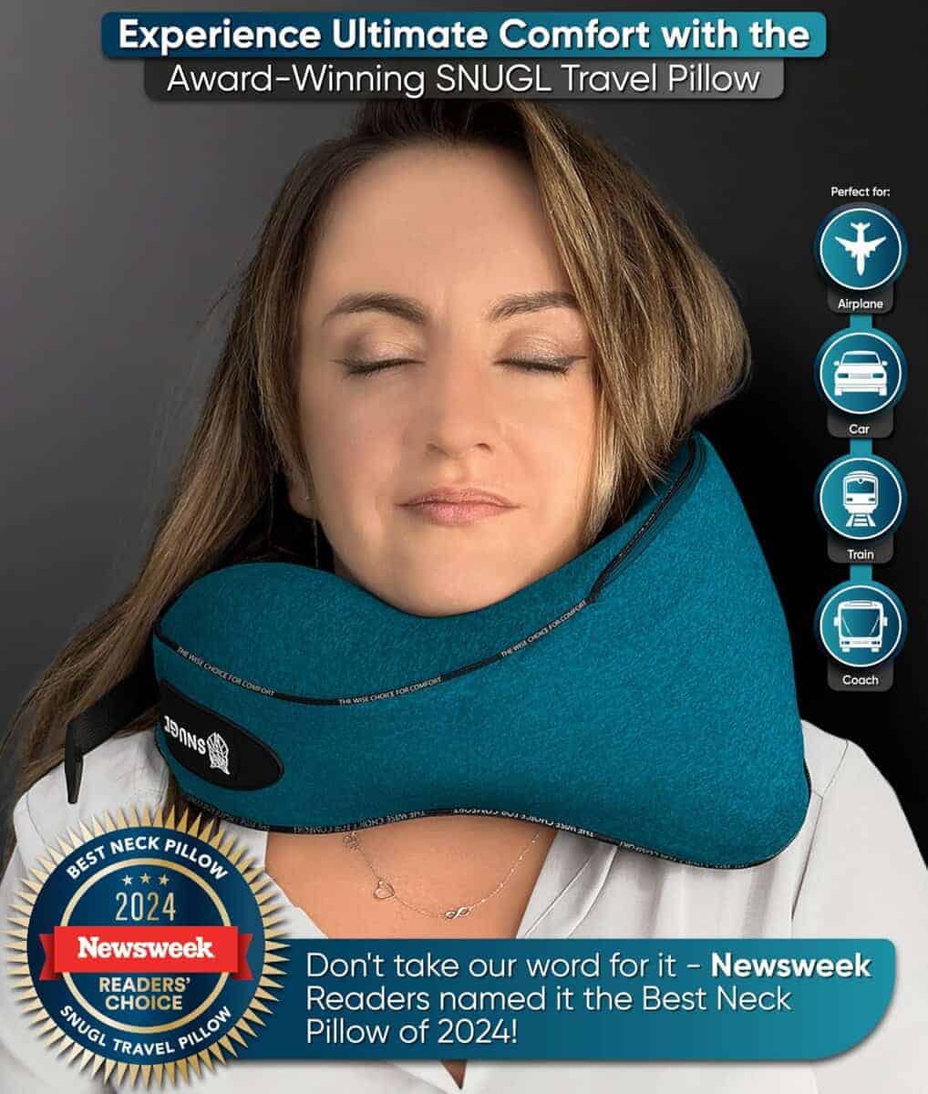 Almohada de viaje para cuello SNUGL - Almohada -Turquesa - Imagen 3