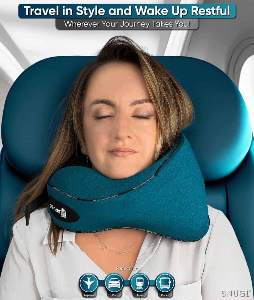 Almohada de viaje para cuello SNUGL - Almohada -Turquesa - Imagen 9