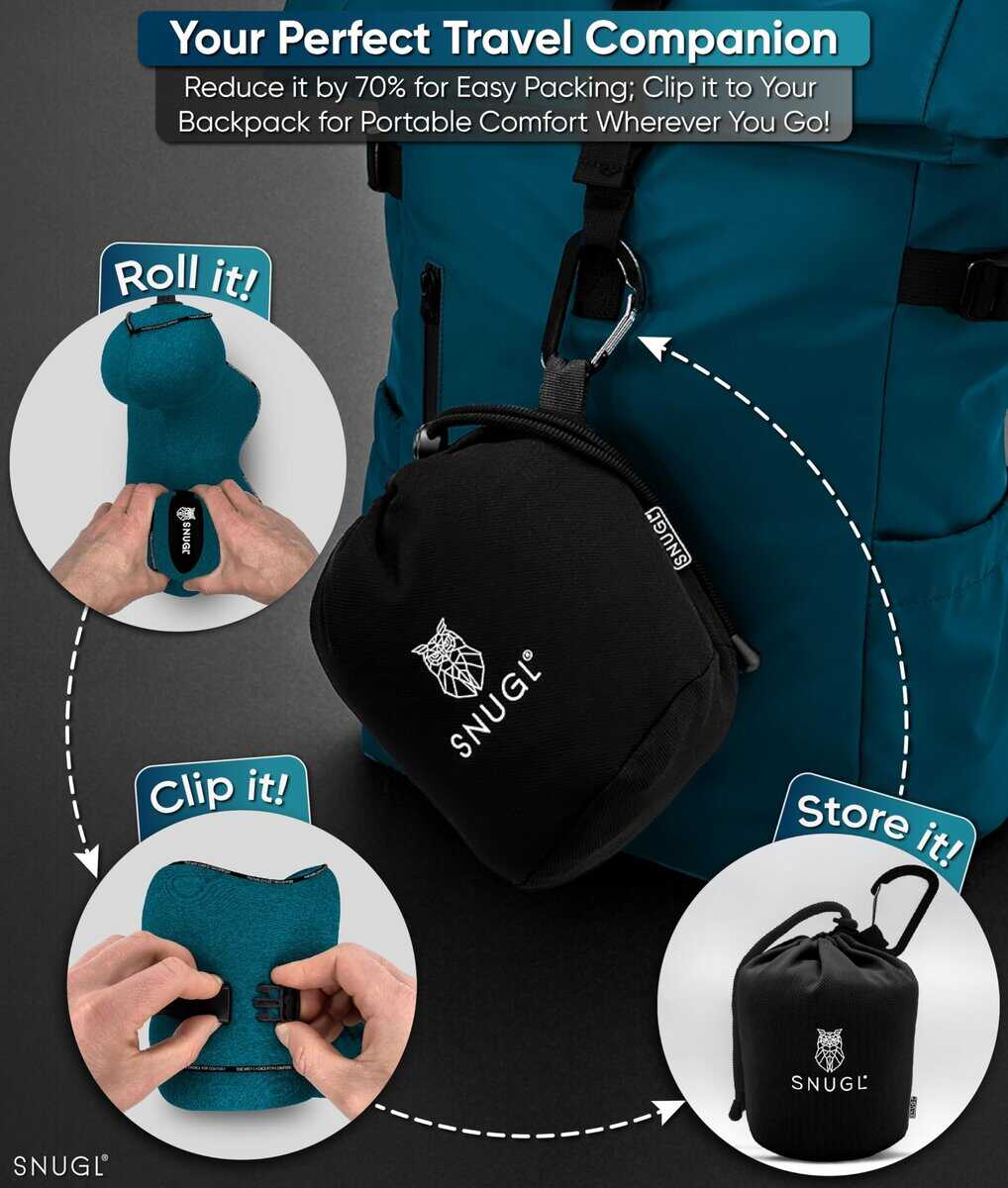 Almohada de viaje para cuello SNUGL - Almohada -Turquesa - Imagen 7