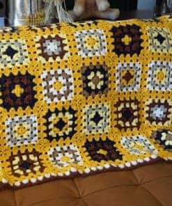 Manta de Ganchillo Cuadrado de la Abuela Hecha a Mano,