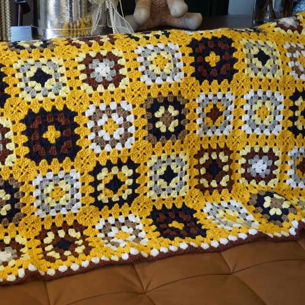 Manta de Ganchillo Cuadrado de la Abuela Hecha a Mano,