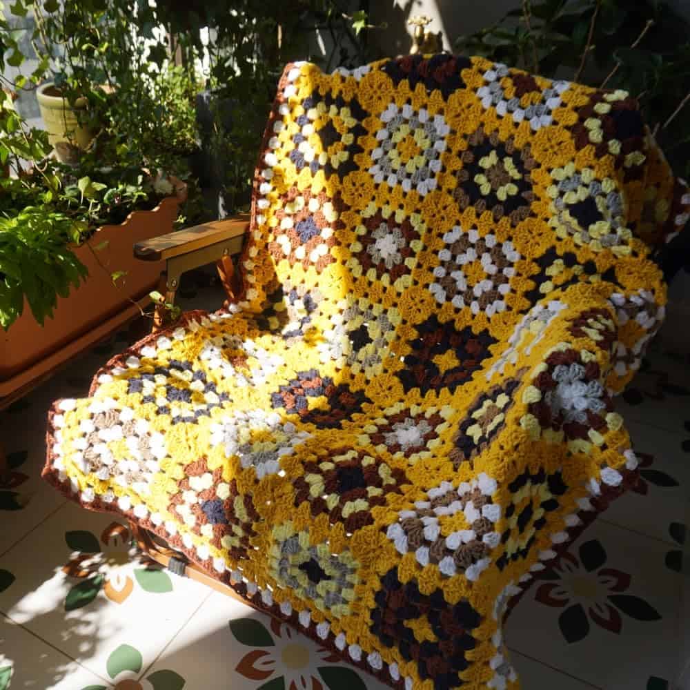 Manta de Ganchillo Cuadrado de la Abuela Hecha a Mano, - Imagen 6