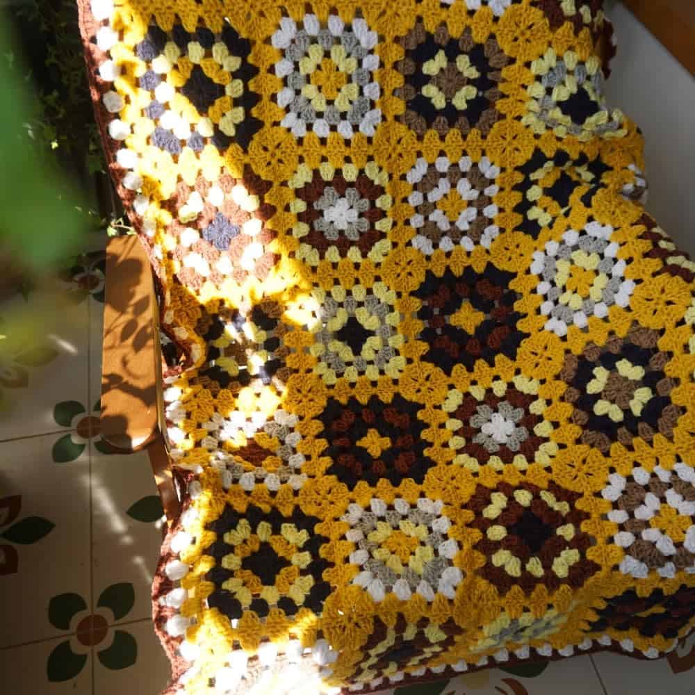 Manta de Ganchillo Cuadrado de la Abuela Hecha a Mano, - Imagen 7