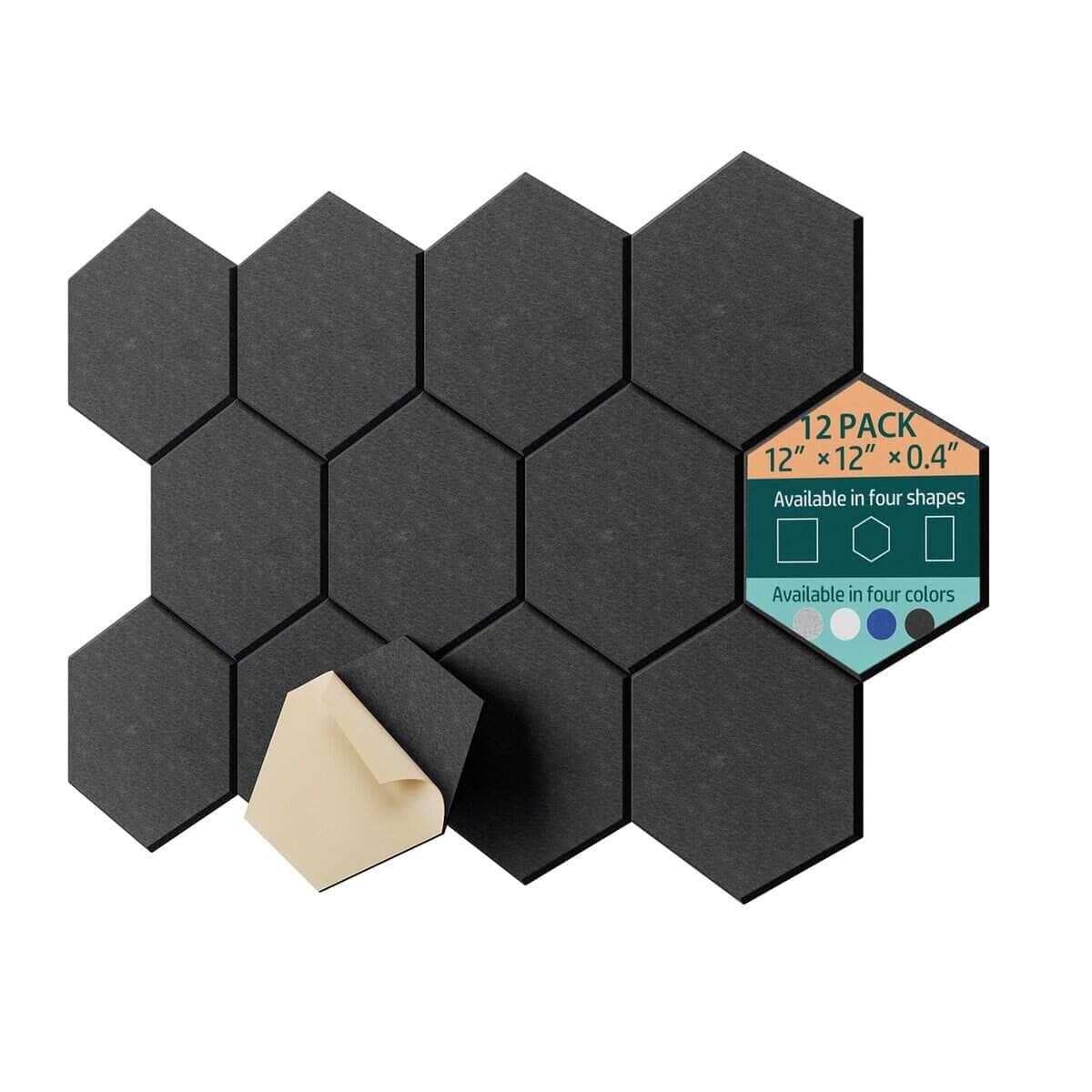 Paneles Acústicos UNECHO de 12 Pack 12" X 10" -Negro