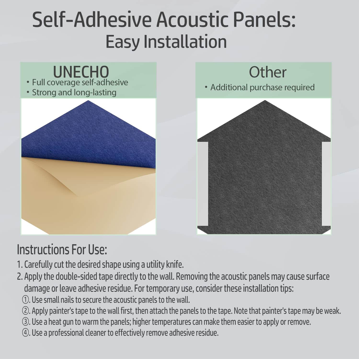 Paneles Acústicos UNECHO de 12 Pack 12" X 10" -Azul - Imagen 6