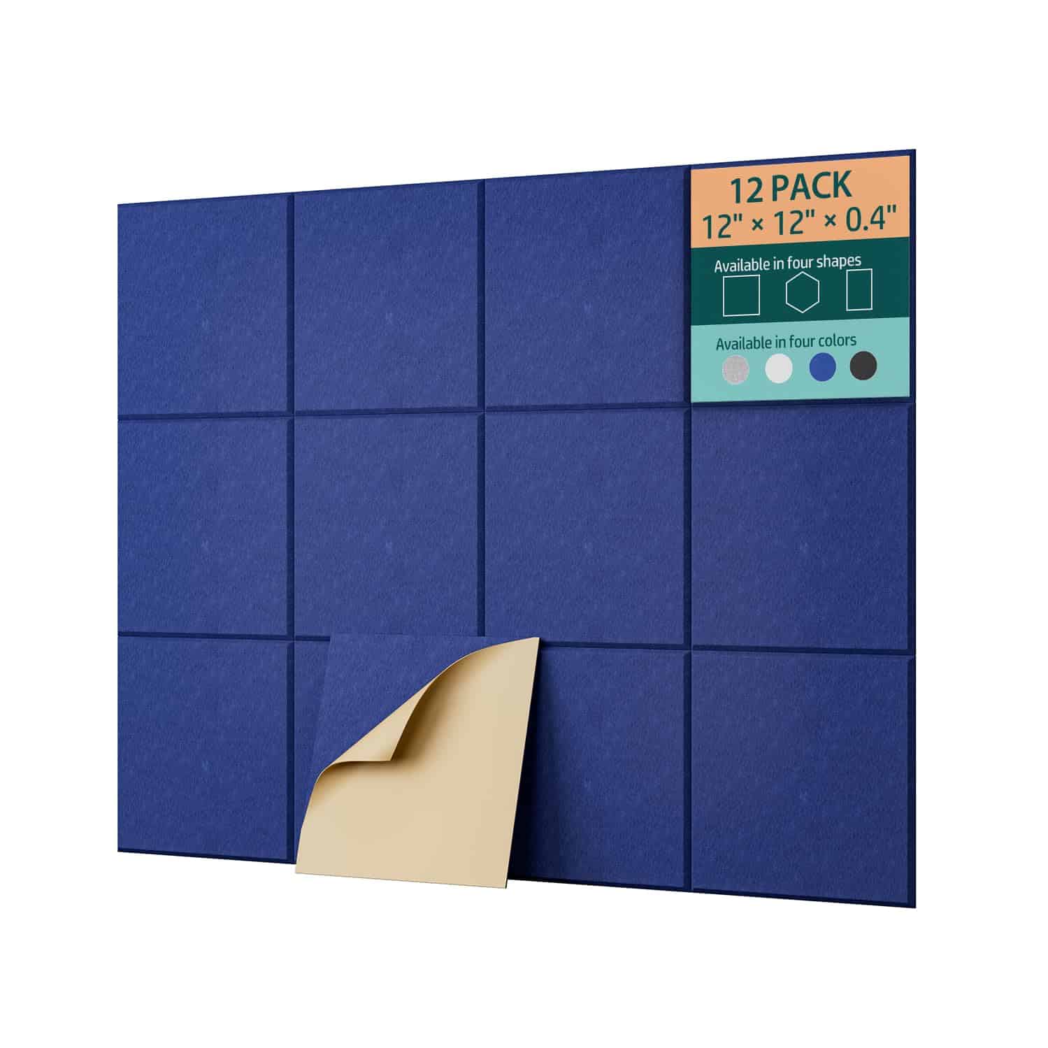 UNECHO 12 Pack 12" X 12" X 0.4" Paneles -Azul