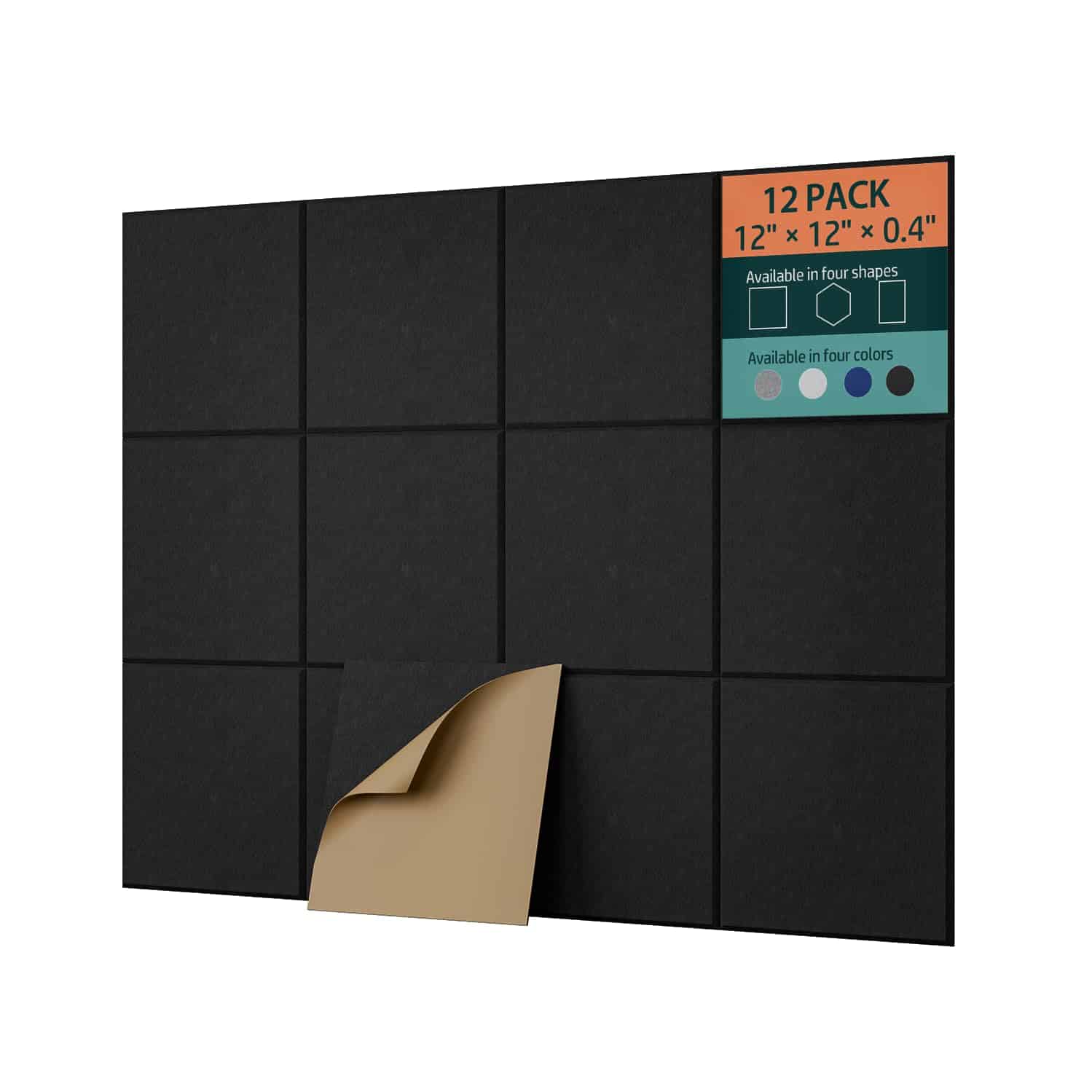 Paneles Acústicos UNECHO de 12 Pack 12" X 12" -Negro