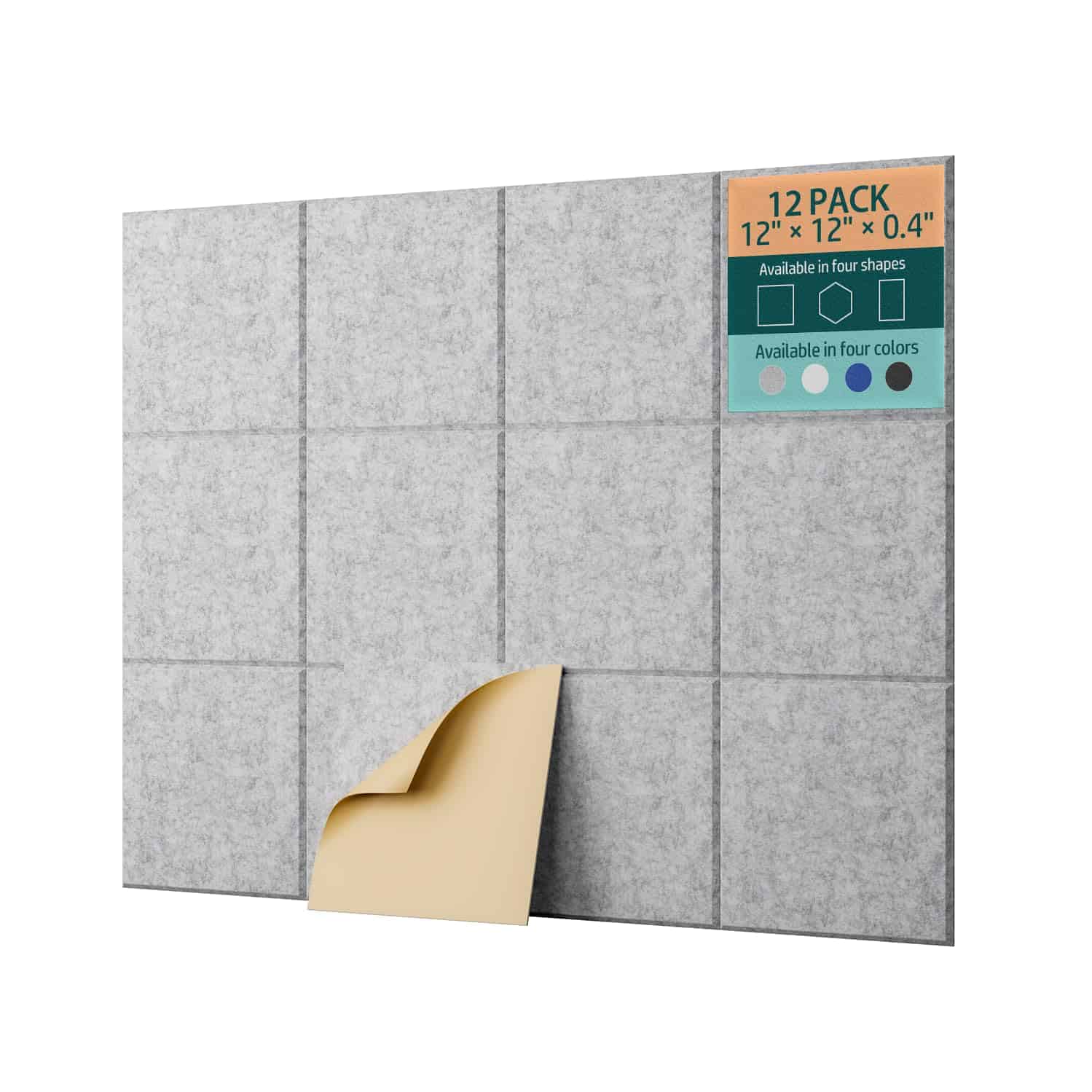 UNECHO 12 Pack 12" X 12" X 0.4" Paneles -Gris