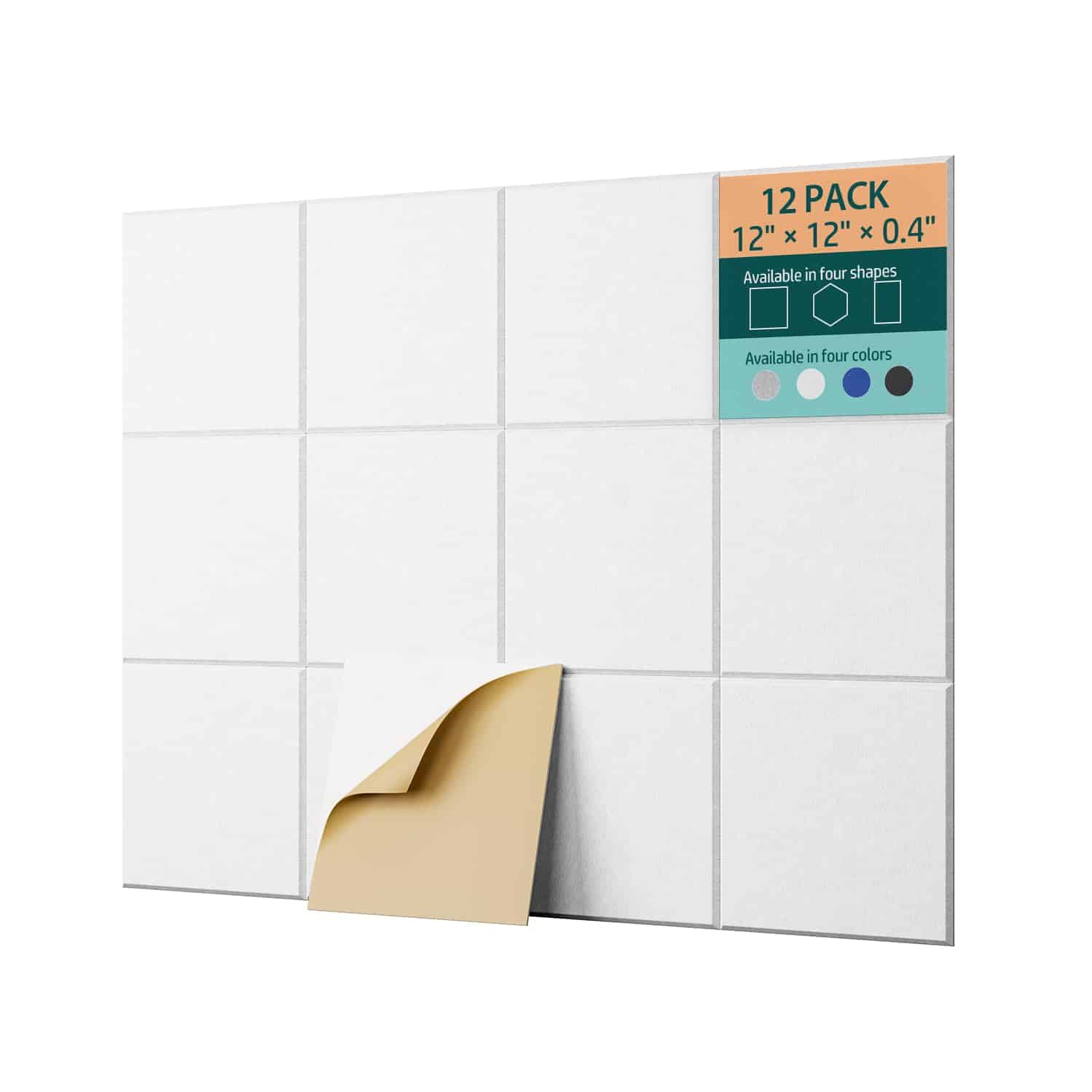 Paneles Acústicos UNECHO de 12 Pack 12" X 12" -Blanco