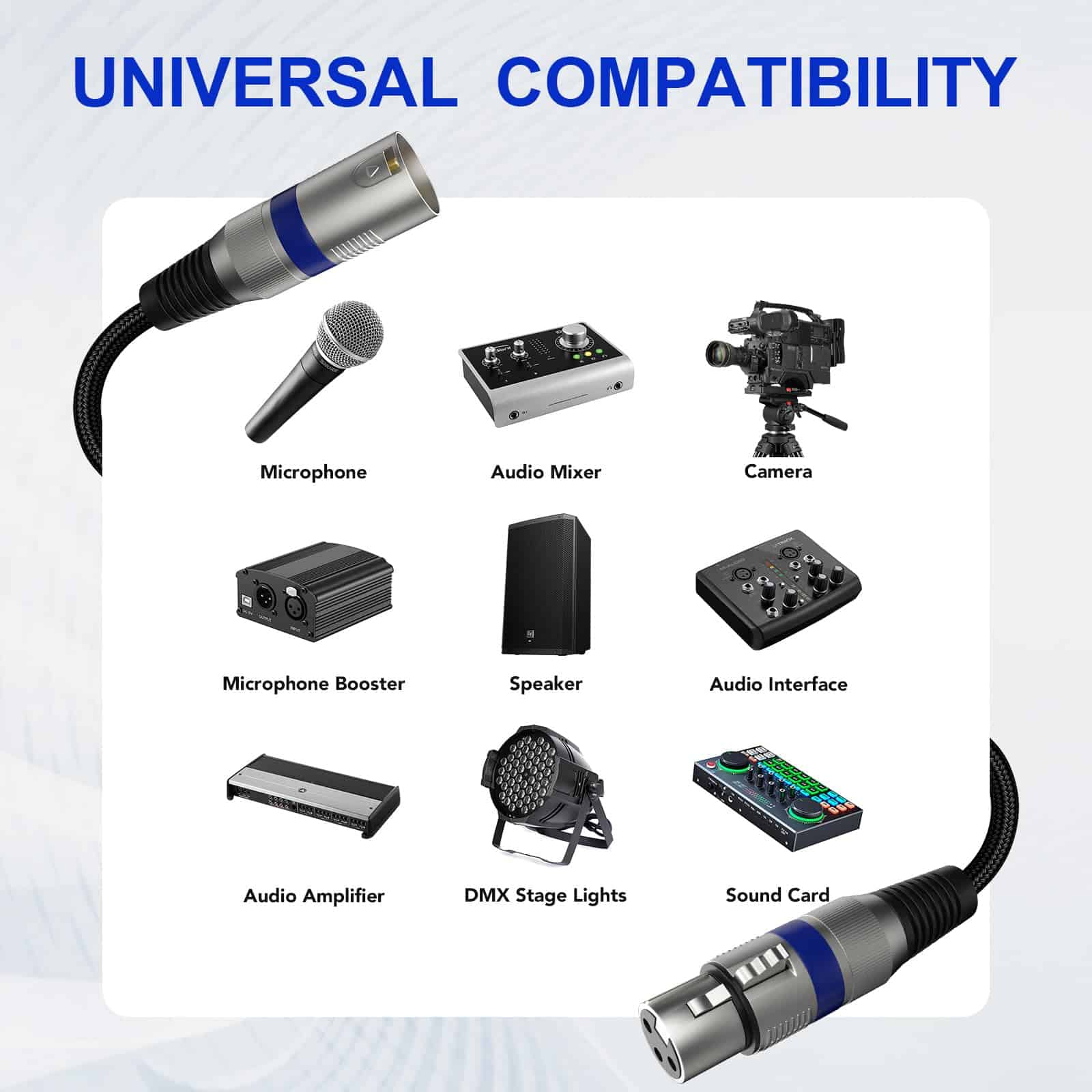 Cables XLR Heams Professional Pack de 6, 25FT, Cable de - Imagen 7