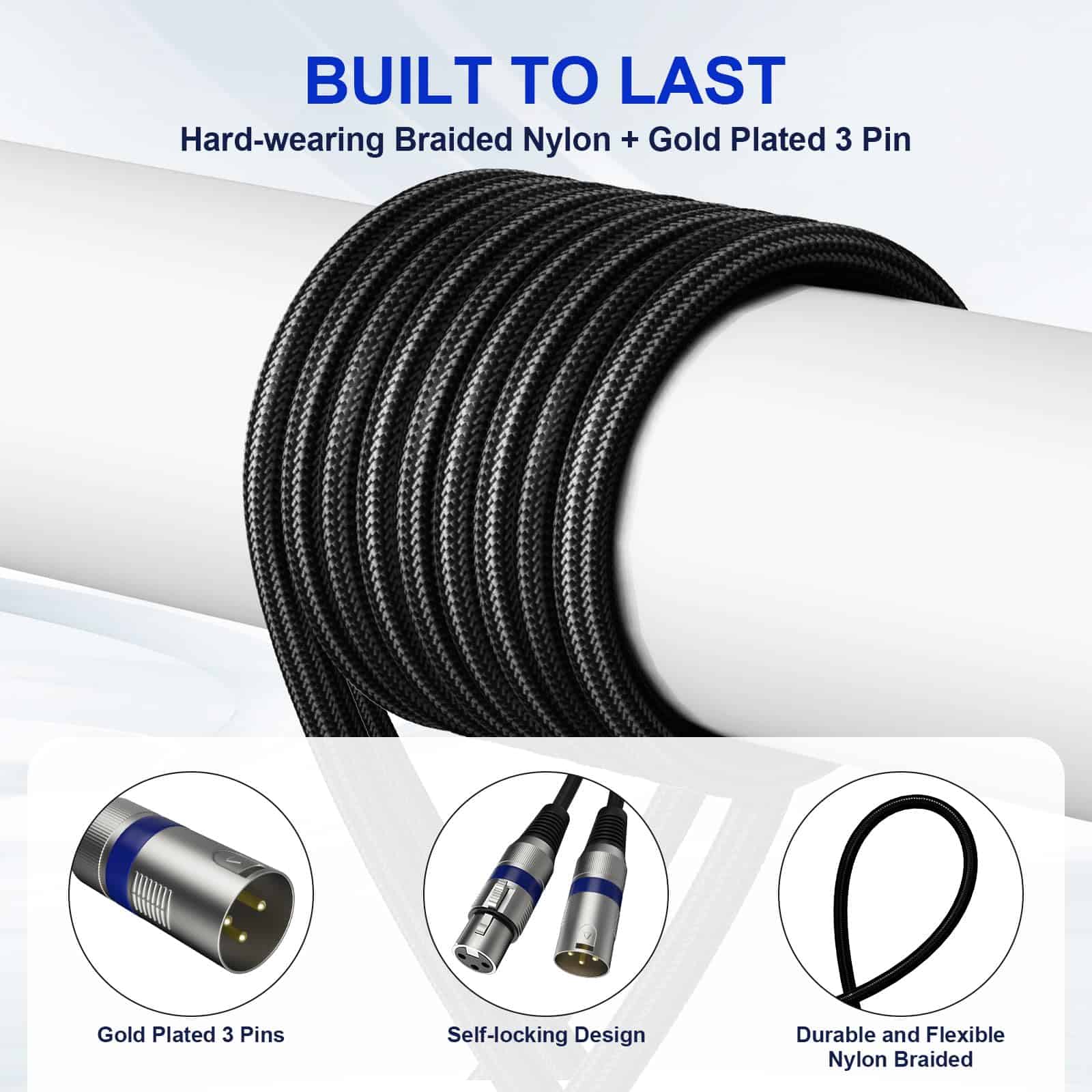 Cables XLR Heams Professional Pack de 6, 25FT, Cable de - Imagen 4